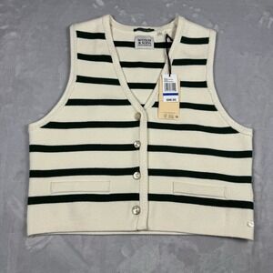Scotch & Soda Knit Cardigan Vest Womens Size XL Whitecap Grey/PineNE Viscose NWT